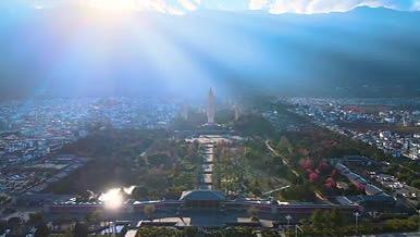 云南大理崇圣寺三塔著名景点景区建筑航拍视频的预览图